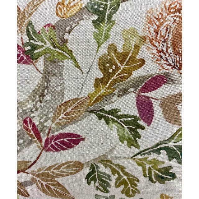 Textile 16" Square Pillow Featuring a Scurrying Squirrel and Tree With Fall Colored Foliage Pattern- Made in Uk. For Sale - Image 7 of 12