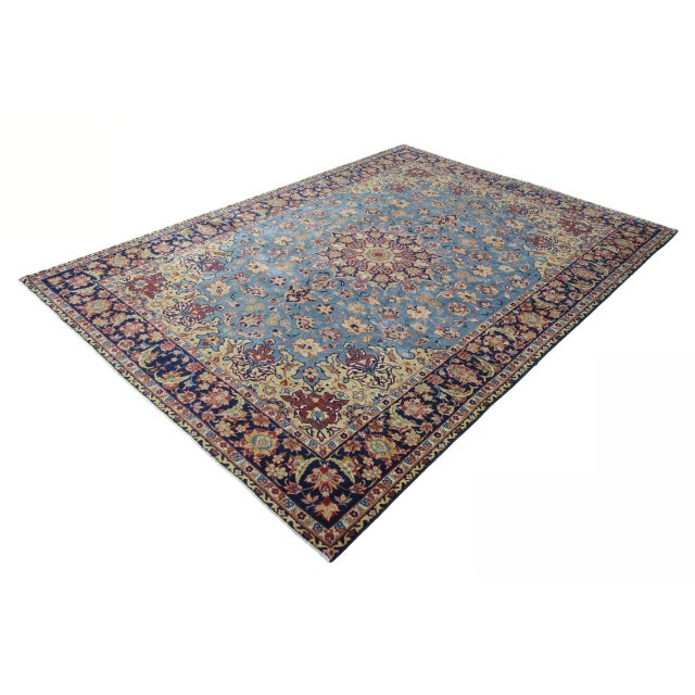 A masterpiece of rug art. This magnificent Isfahan Middle Eastern rug impresses with its exceptionally harmonious color...