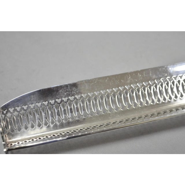 Metal Vintage English Regency Silver Plated Reticulated Sugar Cube Cracker Caddy For Sale - Image 7 of 11