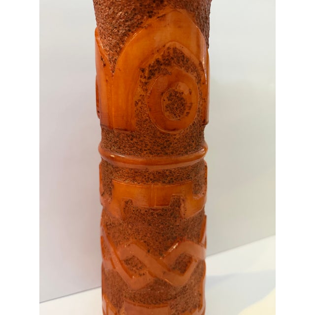 1970s Mid-Century Orange Lava Glaze Stoneware Vessel For Sale - Image 5 of 8