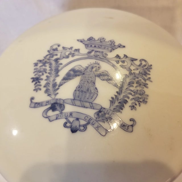 French Country 1980s Vintage Blue and White Porcelain Canister, Ethan Allen Home Collection For Sale - Image 3 of 7