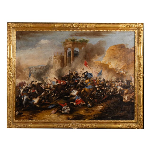 Antonio Calza, Battle Scene, 1600s, Oil Painting, Framed For Sale