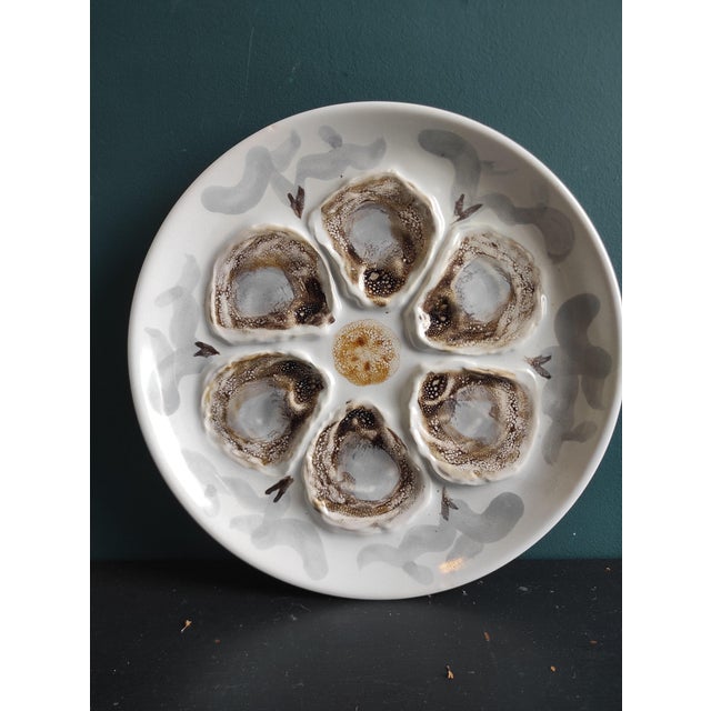 White Vintage French Oyster Plate in Faience, Saint Amand, 1970s For Sale - Image 8 of 8