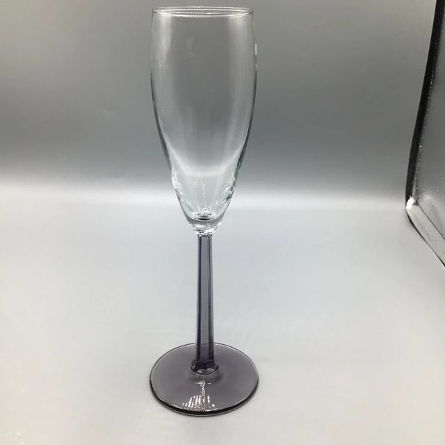 Amethyst Octagonal Stem 4 Champagne and 4 Wine Glasses-Set of 8 For Sale - Image 4 of 13