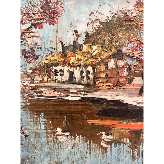 Impressionist Vintage Waterside Landscape Painting For Sale - Image 3 of 11