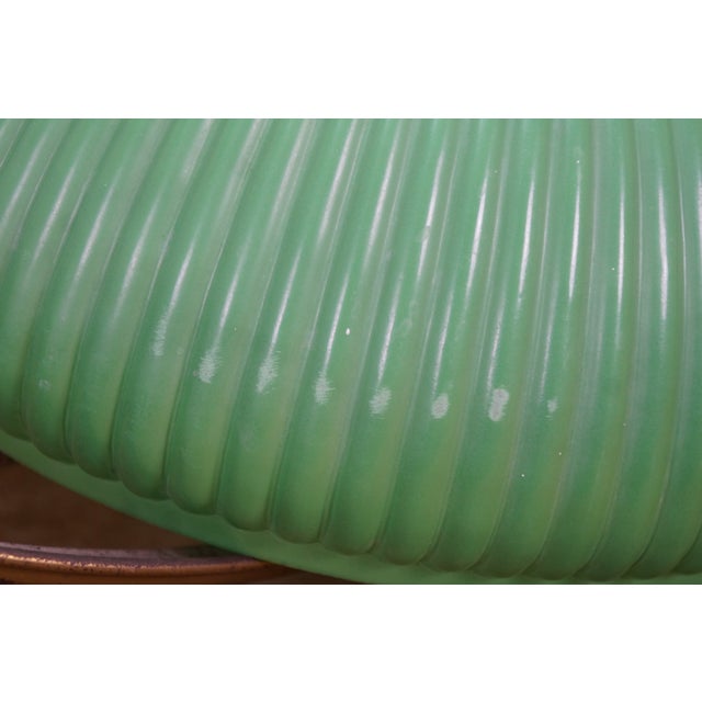 Antique Green Ribbed Glass Chandelier Oil Lamp Shades 11" - a Pair For Sale - Image 6 of 12