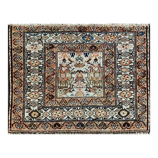 Antique Bakhtiari Rare Rug, the Prince and His Bird Guards, 2' X 2;7" For Sale