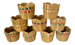 Vintage Boho Chic Raffia Coozie Cup Holders - Set of 9