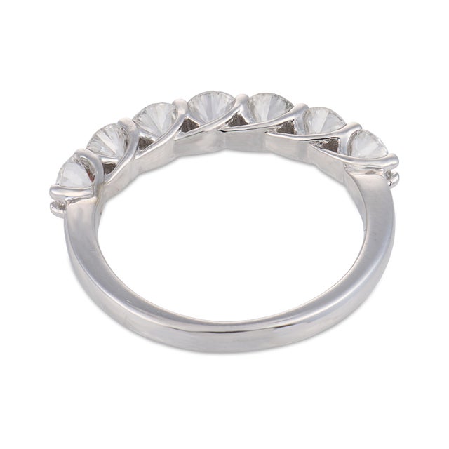 Vintage Diamond 18k White Gold Half Eternity Band, Size 4.25 For Sale In Los Angeles - Image 6 of 6