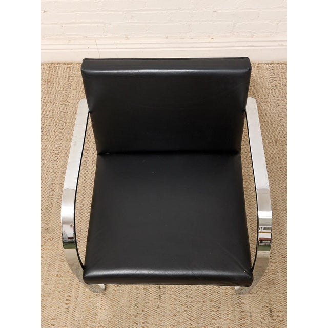 Mid 20th Century Styled After Mies Van Der Rohe Flat Bar Brno Chair in Black Leather & Chrome For Sale - Image 10 of 12