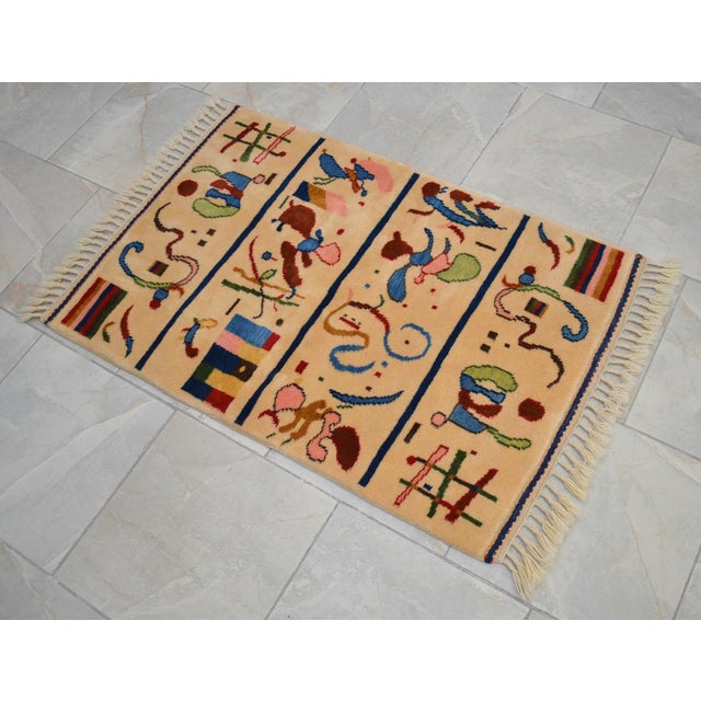 Kandinsky - Four Parts - Inspired Hand Knotted Area Rug Small Rug 2′7″ × 4′2″ For Sale - Image 16 of 18