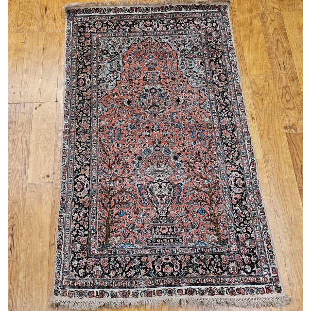 Antique Turkish Hereke Silk Rug, Tree of Life Design, Handwoven, 1900s, 3' x 4' For Sale - Image 10 of 18