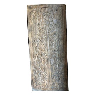 Vintage Hand-Carved Tree of Life Barn Door – Reclaimed Wood Sliding Door / Resort Style 84x36 For Sale
