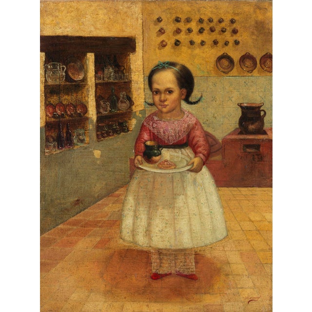 Horacio Renteria Rocha Rocha Durango, The Girl in the Kitchen, 1920s-1940s, Oil on Canvas For Sale - Image 6 of 6