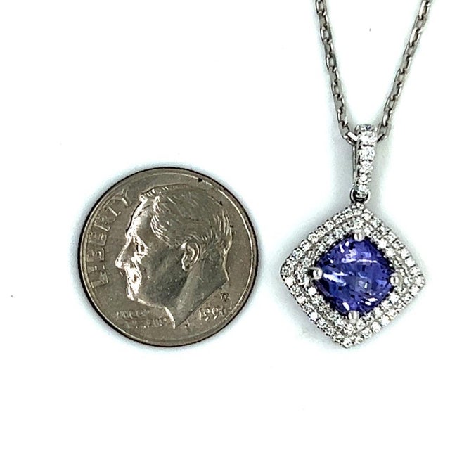 Diamond Sapphire Necklace 2.32 TCW 18k Gold Women Certified For Sale - Image 4 of 10