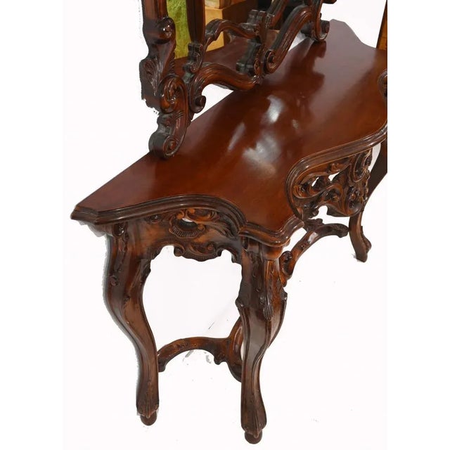 1920s Italian Carved Console Table Mirror, 1920s, Set of 2 For Sale - Image 5 of 8