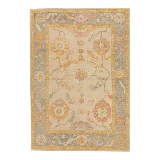 Early 21st Century Pink Handwoven Turkish Oushak Rug 5' X 6'10" For Sale