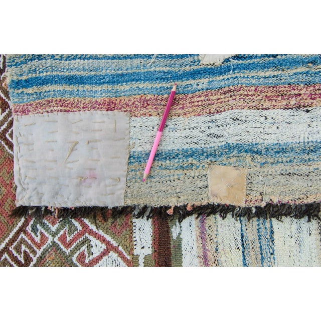 1960s Vintage Beige Brown Purple Handwoven Wool Kilim Rug For Sale - Image 10 of 11