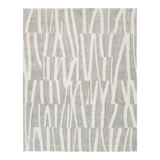 8x10 Abstract Geometric Modern Flatweave Rug - Hand-Knotted Ivory & Slate Wool For Sale