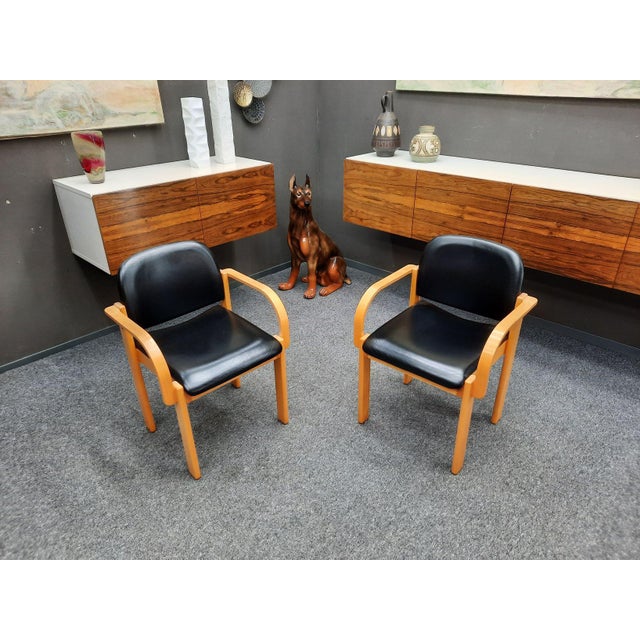 Mid-Century Modern Mid-Century Beechwood and Leather Chairs from Wilde + Spieth, 1970s, Set of 2 For Sale - Image 3 of 14