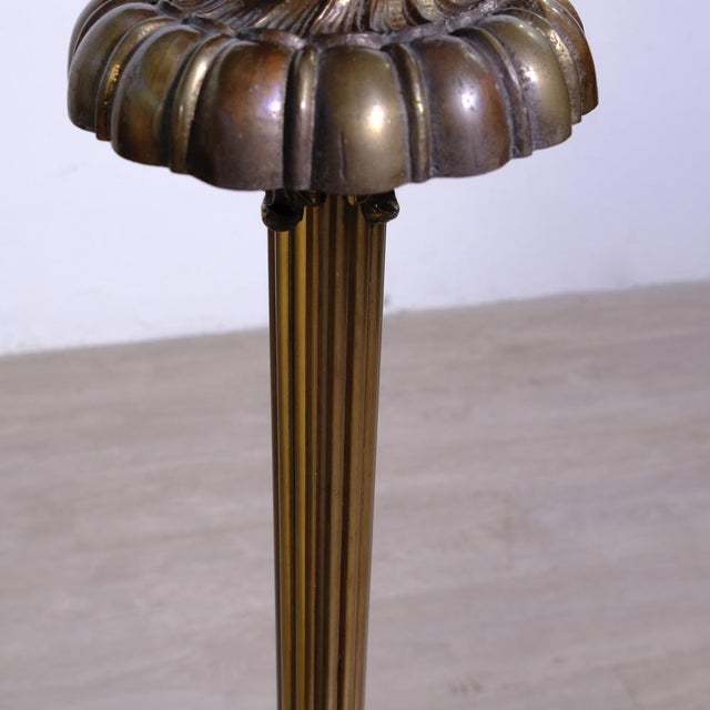 Brass Floor Lamp with 3 Light Point Fabric Lampshade, 1950s For Sale - Image 11 of 18