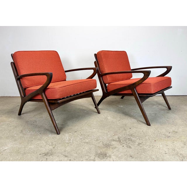 Mid-Century Modern Mid Century Danish Modern Poul Jensen Z Chair Style Lounge Chairs Restored For Sale - Image 3 of 12