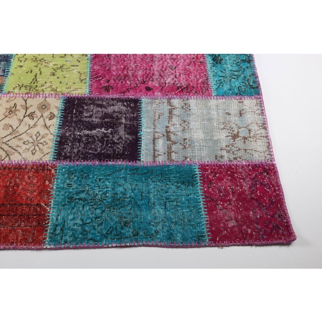 Handwoven Vintage Patchwork Rug With Rich Multicolor Design - 6' 1'' X 8' 5'' For Sale - Image 4 of 8