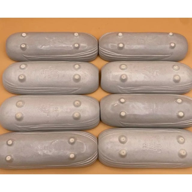 1990s Vintage Pfaltzgraff Yorktowne Blue Corn on the Cob Holder Dish Trays- Set of 8 For Sale - Image 5 of 6