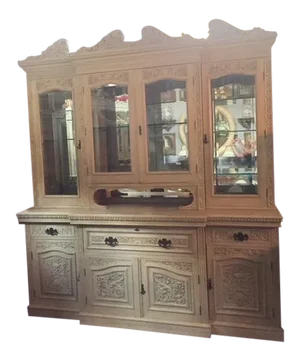 Late 19th Century English Carved Display Wall Cabinet / Secretary Desk