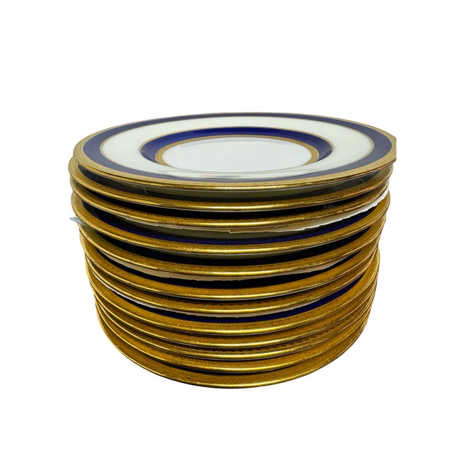 Cobalt Blue & Gold Fine China and Signed Crystal Cobalt Blue & Gold Fine China and Signed Crystal Collection, (79 Pieces Total) For Sale - Image 10 of 17