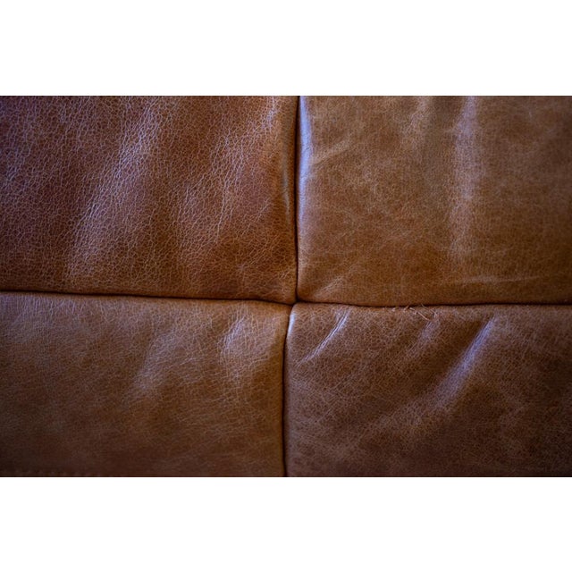 Ligne Roset Pine Leather Togo 2-Seater Sofa by Michel Ducaroy for Ligne Roset For Sale - Image 4 of 5