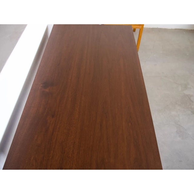 Wooden Writing Desk with Brass Details, 1960s For Sale - Image 9 of 12