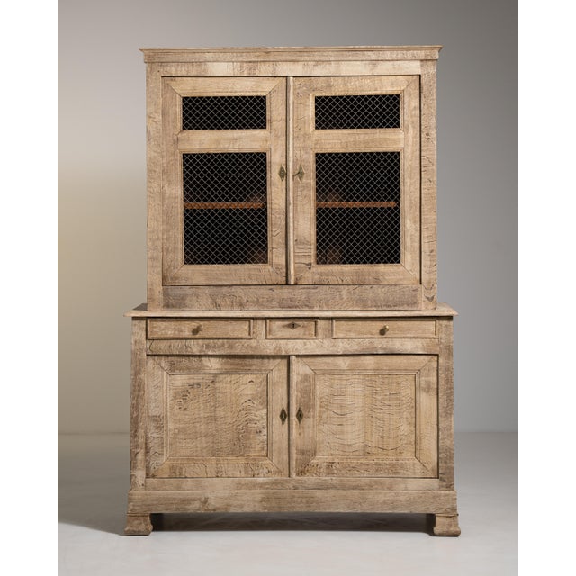 19th Century Oak Cabinet with Mesh Doors For Sale In Greensboro - Image 6 of 13