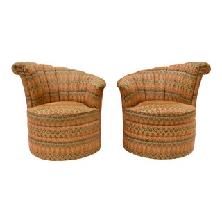 Channel Back Swivel Art Deco Inspired Chairs For Sale