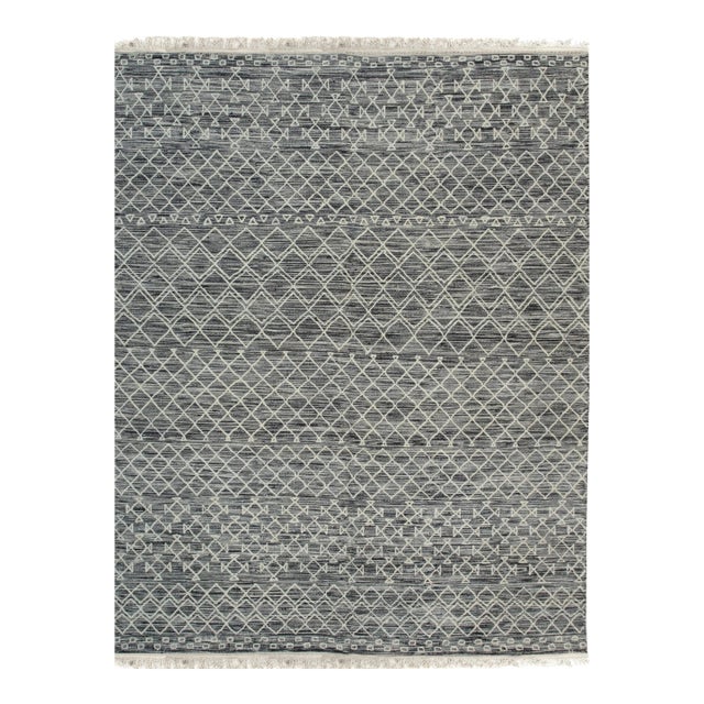 8x10 Penelope Kilim Brown Diamond Geometric Handmade Wool Carpet Rug For Sale