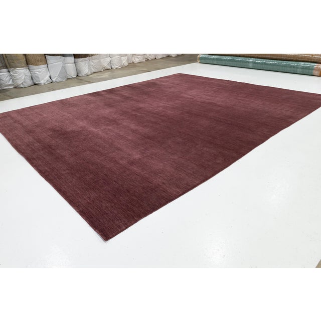 Apadana's Modern Gabbeh Hand-Loom Wool Area Rug in Deep Plum 12x15 For Sale - Image 10 of 10
