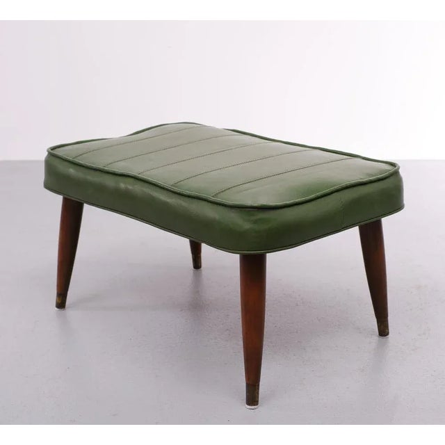 Forest Green Green Faux Leather Ottoman, 1985 For Sale - Image 8 of 9