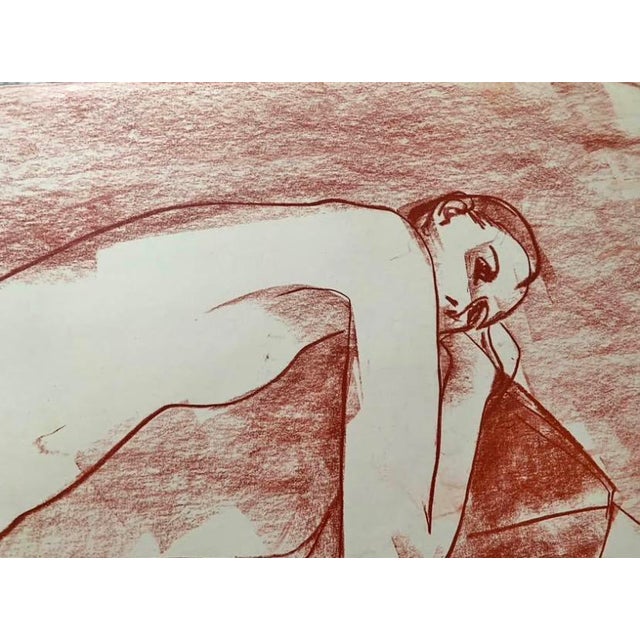 Mid-Century Modern 1970s Nude Sketch, Sanguine on Paper by Donald G Vogl For Sale - Image 3 of 3