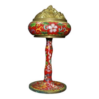 Late 19th Century Cloisonné Enamel Censer With Mountain Lid, 990g For Sale