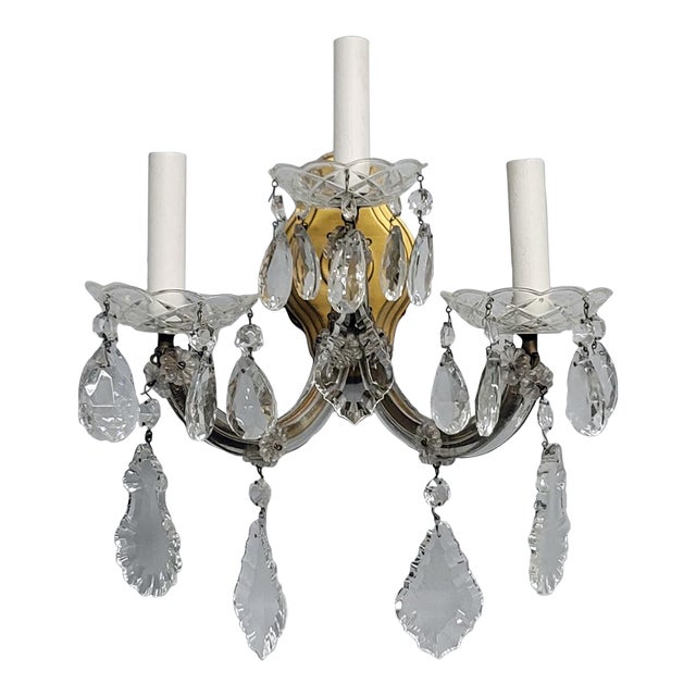 1960s Maria Theresa 3 Light Crystal Sconce For Sale