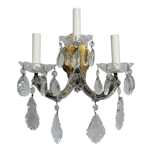 1960s Maria Theresa 3 Light Crystal Sconce