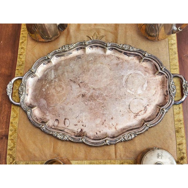 Art Nouveau Tea and Coffee Set with Monogram CM, Set of 5 For Sale - Image 10 of 12
