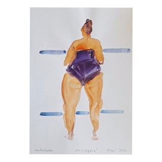 Agapi Wieruszewska, Beach (Crete), Watercolour on Paper, 2024 For Sale