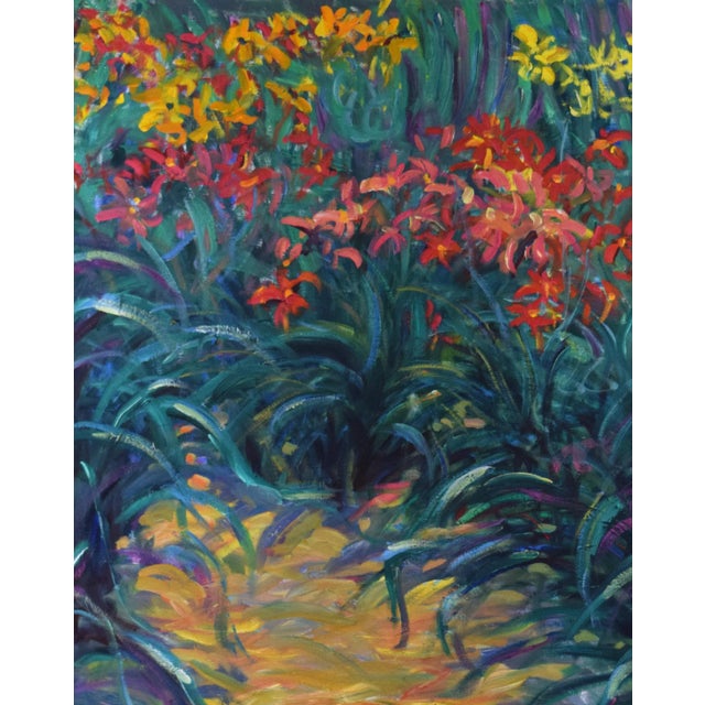 Traditional Vintage Impressionist Floral Garden Landscape Painting For Sale - Image 3 of 7