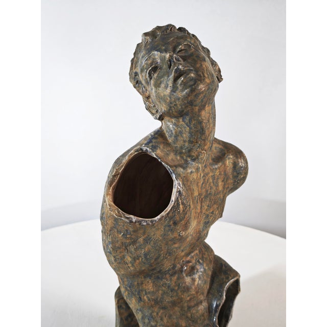 Blue and Green Ceramic Nude Male Torso Sculpture from Cio Zanetta, Italy, 1990s For Sale - Image 13 of 17