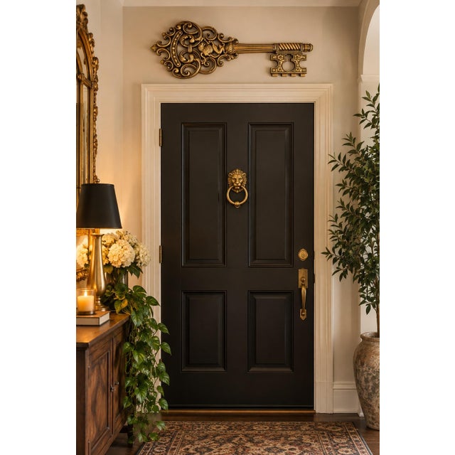 Hollywood Regency Vintage Syroco #3661-B Lion Skeleton Key Wall Plaque, Mid-Century Hollywood Regency For Sale - Image 3 of 5