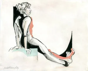 Semi Abstract Figurative Collage, Crossed Feet by Kathleen Ney