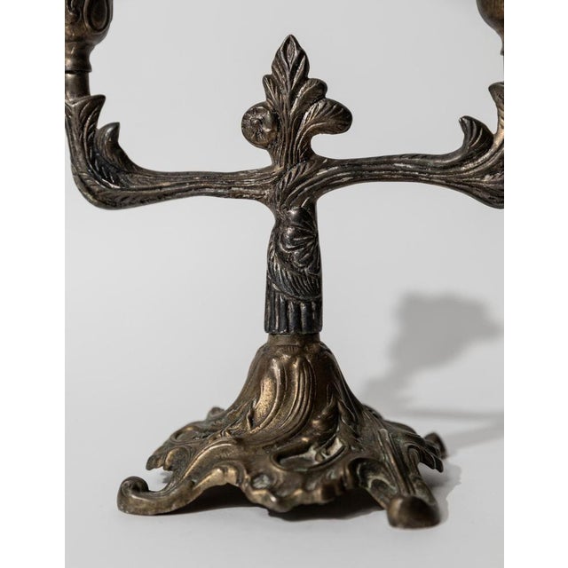 Vintage Art Deco Bronze Candleholder with Ornate Details, 1910s For Sale - Image 4 of 11
