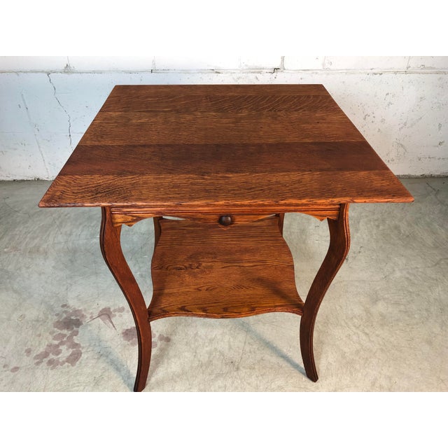 Square Quarter-Sawn Oak Plant Stand For Sale - Image 10 of 11
