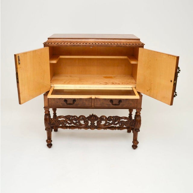 1920s Antique Burr Walnut Cocktail Cabinet, 1920s For Sale - Image 5 of 13